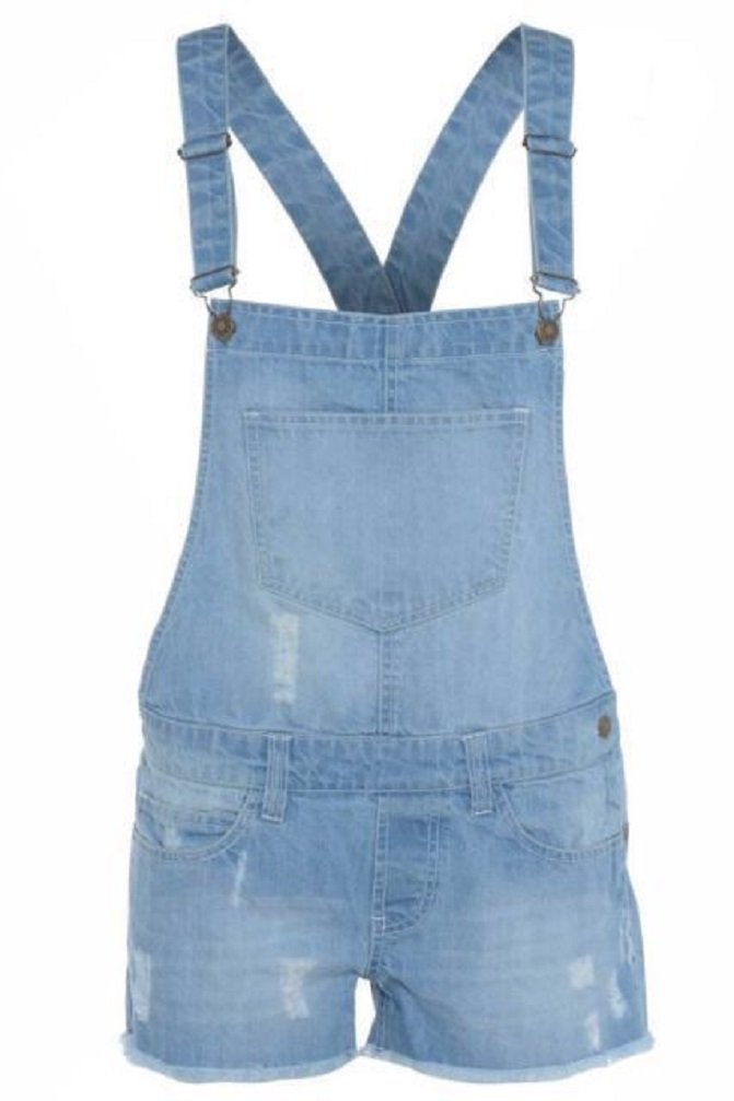 Miss High Street Womens Ladies Denim Dungarees Short Hot Pant - Main Image