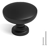 homdiy 25 Pack 1-3/16in Black Cabinet Knobs Dresser Closet Knobs | Aluminum Alloy, Round Mushroom Cabinet Knob for Bathroom Kitchen Hardware, Upgraded Screws