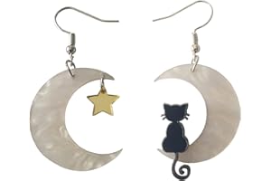ROSTIVO Moon Star Cat Halloween Earrings for Women Cute Acrylic Earrings
