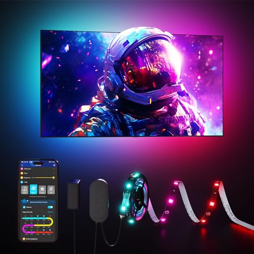 Govee LED TV Backlight 2.4 m, RGBIC LED Strip for 40-50 Inch TV, Intelligent Strips with Bluetooth & WiFi Control, Works with Alexa & Google Assistant, Music Sync