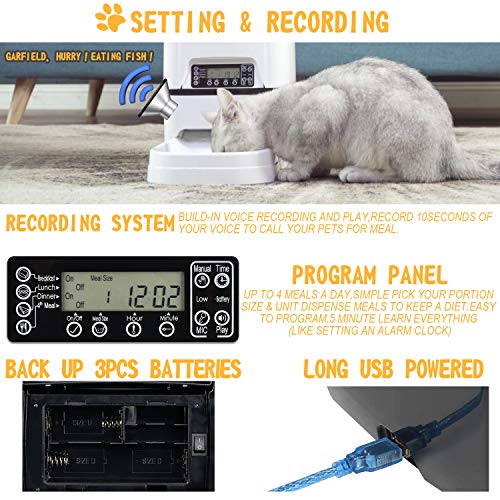 6.5L Pet Feeder,Automatic Cat Feeder Mat Set Timed Programmable Auto