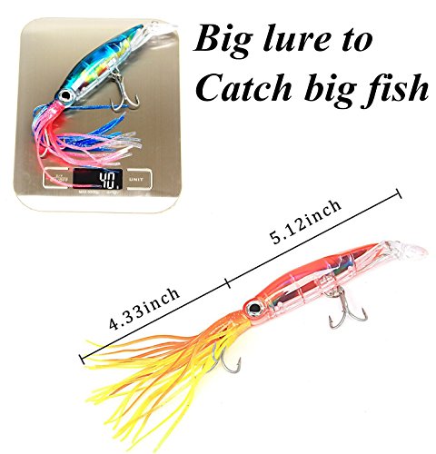 Aomeiter-Squid-Skirts-Hard-Fishing-Lures-Lifelike-Swimbait-Octopus-Bait-with-2-Treble-Minnow-Hooks14-OZ51-IN-Pack-of-6