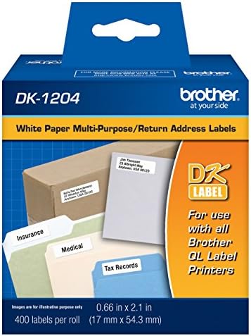 Brother DK1204 Return Address Labels, 400 Labels Per Roll for Brother QL-710W, QL710W Label Printer