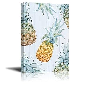 Canvas Print Wall Art - Pineapples on Retro Style Background - Gallery Wrap Modern Home Art | Ready to Hang - 12x18 inches