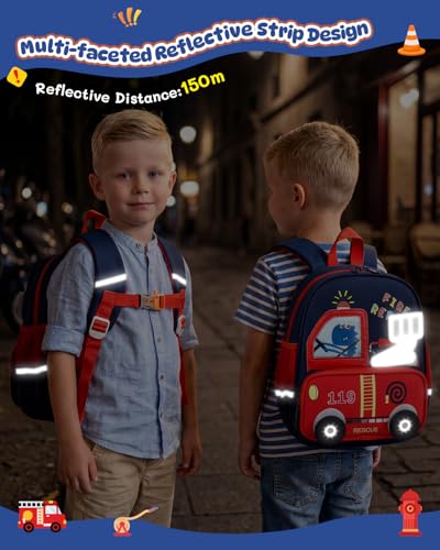 PROTAURI Children's Backpack with Chest Straps, 360° Reflective Waterproof and Lightweight, Children's Backpack Passend für DIN A4 2-6 Jahre, 10.6 L, Navy blue, Traditional Backpacks