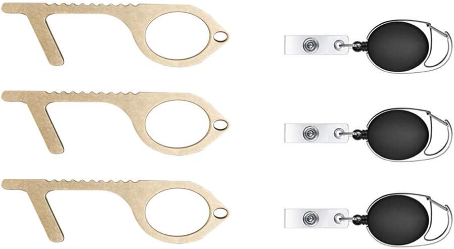 Hand Brass Door Opener Closer No-Touch Press Elevator Hand Stick Health Protection Personalized Keychain Keep Hands…