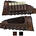 BRONZEDOG Leather Cartridge Buttstock Shotgun Shell Holder, Hunting Rifle Buttstock Ammo Holder Pouch Bag Shotgun Shell Pouch (Glossy Brown, 7.62 Cal Right Handed)