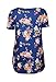 Dokotoo Womens Summer Criss Cross V Neck Floral Print Cotton Casual Blouse T Shirt Tops Navy X-Large