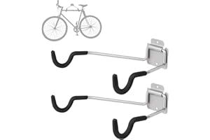 NiQinWuKin Bike Wall Mount Hangers，EVA Foam Padded Bicycle Hooks-Flip-Up Garage Bicycle Rack for Mountain, Road, and Kids Bikes Rack Holders 2 Pack Silver, Black