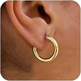 HEVOCY Chunky Gold Hoop Earrings: 14K Gold Plated, Non Tarnish, Lightweight, Open Tube Design, Hypoallergenic, Trendy Minimal