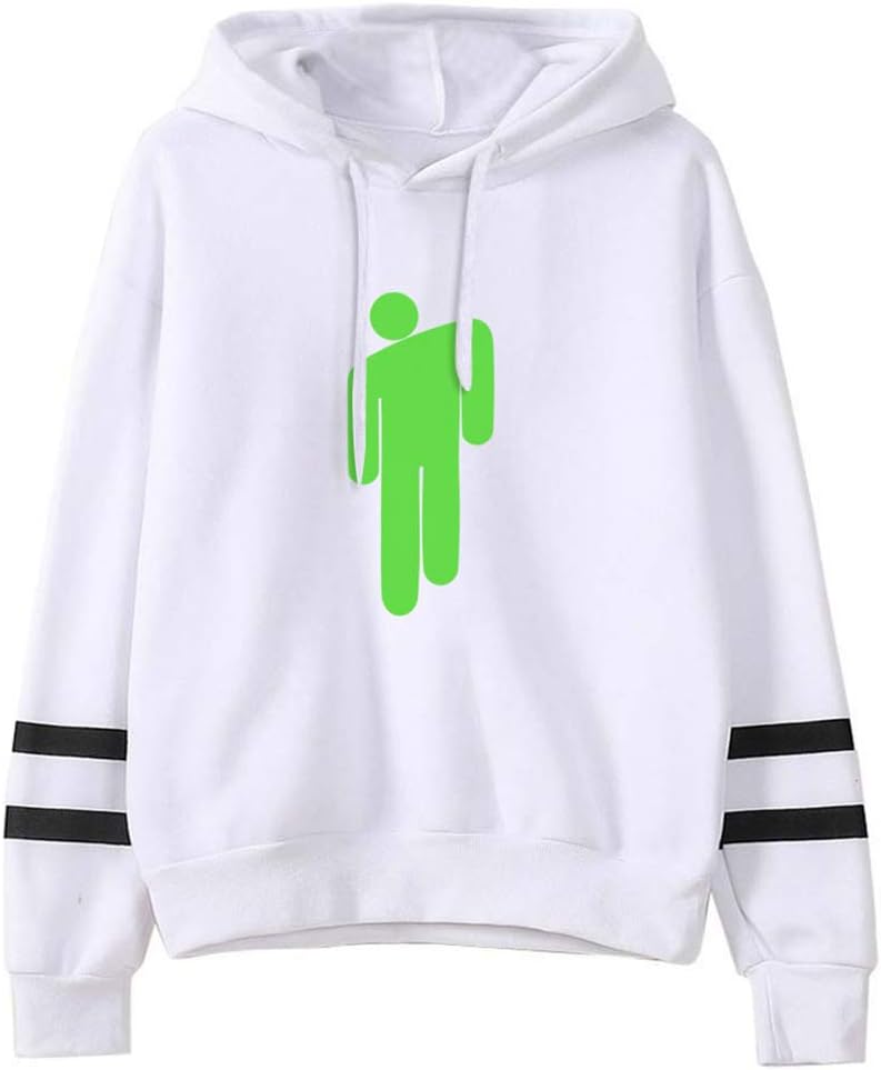 Novelty Billie Eilish Hoodie Merch Sweatshirt Graphic Hoodies Pullover Casual Fashion Funny Hooded Sweater Tops Clothes (Billie Eilish White 2, S)