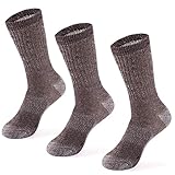 MERIWOOL Merino Wool Blend Outdoor and Boot Crew Socks Pack of 3 Pairs - Large/Brown