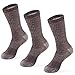 MERIWOOL Merino Wool Blend Outdoor and Boot Crew Socks Pack of 3 Pairs - Large/Brown