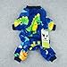 Fitwarm Dinosaur Pet Clothes for Dog Pajamas Coat Cat PJS Jumpsuit Soft Velvet Blue Large