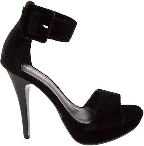 sandalia preta salto fino meia pata