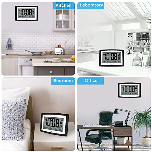 WallarGe Atomic Wall Clock with Date and Day, Batterry Operated Wall