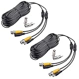 Masione 2 Pack 50 Feet Security Camera Video Power Cable CCTV DVR Surveillance System Wire Cord with BNC RCA Connector