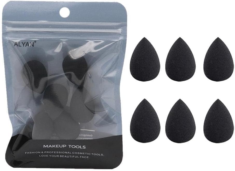 6Pcs Black Mini Makeup Sponge, Small Beauty Sponge Blender Set for Foundation, Powder, Concealer Highlight,and Eye Shadow Makeup Blenders and Sponges，Face