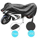Motorcycle Cover for Sportbike,Dustproof 210D Polyester Fabric,Water Resistant for Indoor Outdoor Use,Weather Protection,Wind Gust Strap,Fits up to 90.2