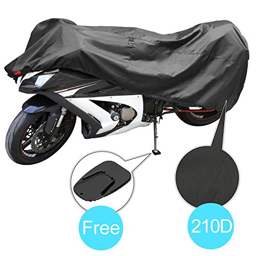 Motorcycle Cover for Sportbike,Dustproof 210D Polyester Fabric,Water Resistant for Indoor Outdoor Use,Weather Protection,Wind Gust Strap,Fits up to 90.2