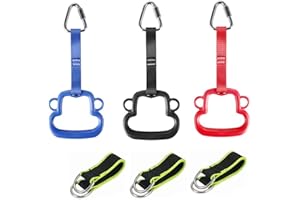 letsgood Monkey Style Ninja Gymnastic Rings with Hanging Straps - 3 PCS Swing Bar Monkey Rings for Backyard Outdoor Ninja Warrior Obstacle Course