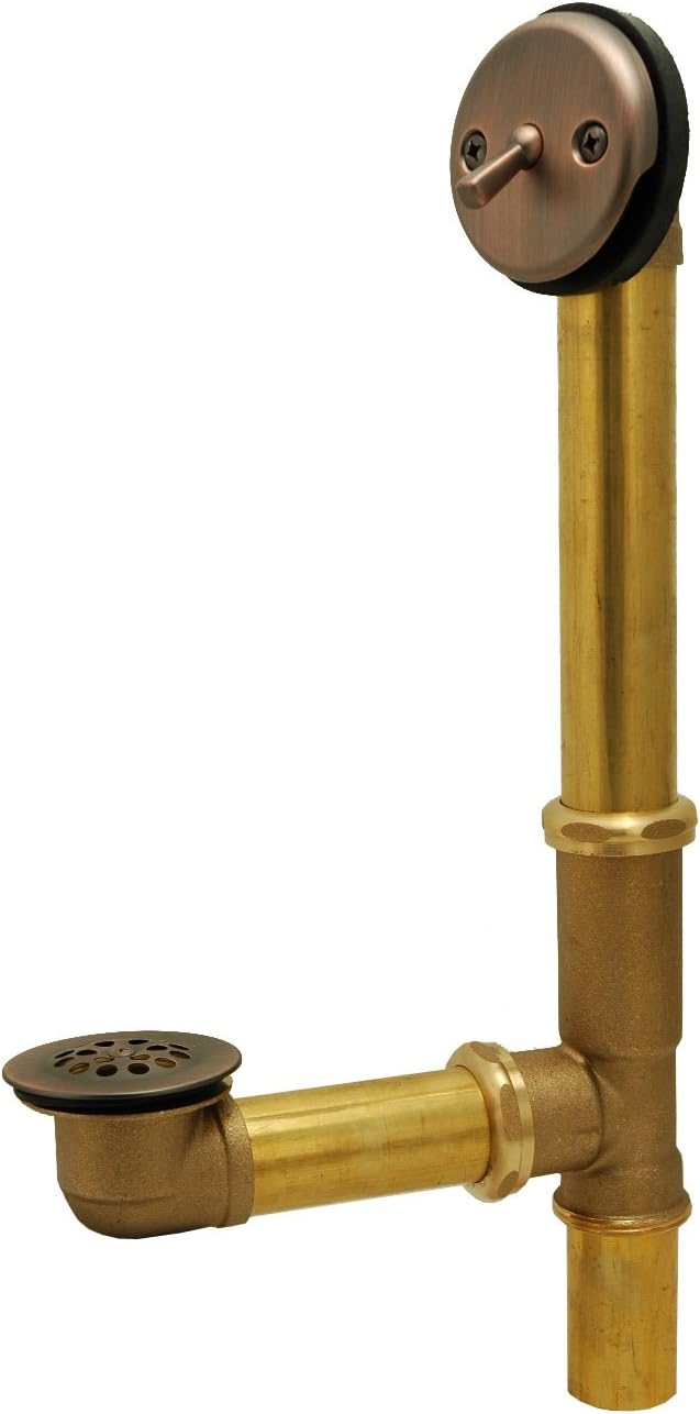 Brass Bathtub Drain, Waste and Overflow, Antique Copper Finish, Trip Lever Type By Plumb USA Brass Bathtub Drain, Waste and Overflow, Antique Copper Finish, Trip Lever Type By Plumb USA