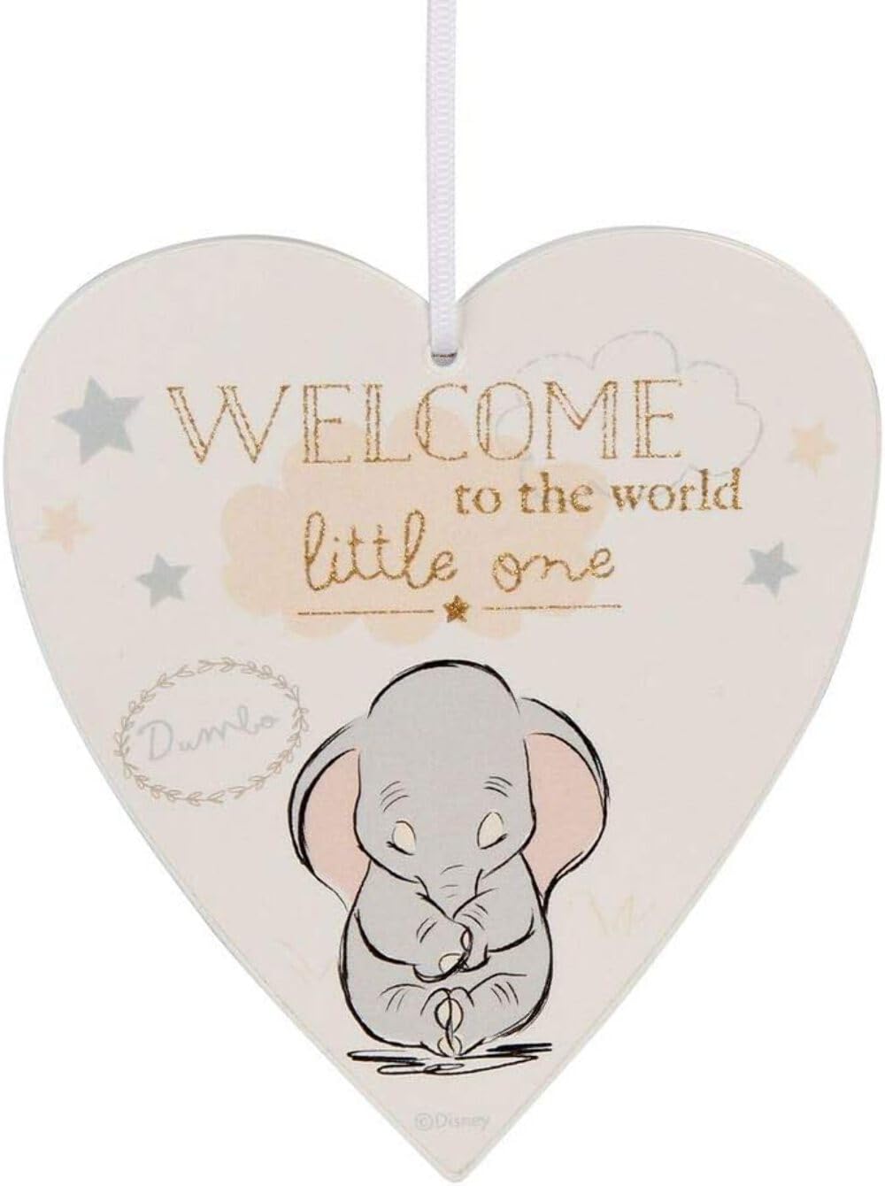 Disney Welcome to the World Little One Dumbo Baby Heart Plaque DI398