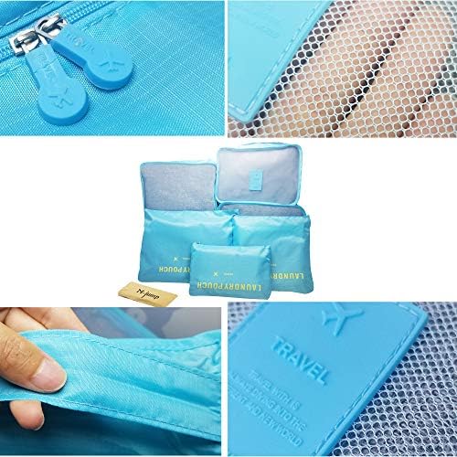 M-jump Clothes Storage Bags Packing Cube Travel Luggage Organizer Pouch,6 Set Travel Multi-functional Clothing Sorting Packages (Sky blue) 4 M-jump Clothes Storage Bags Packing Cube Travel Luggage Organizer Pouch,6 Set Travel Multi-functional Clothing Sorting Packages (Sky blue)