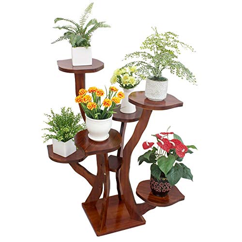 Flower stand Flower Stand Living Room Indoor Solid Wood Floor Multi-Layer Green Plant Stand Chinese Simple Wood Flower Stand Plant Container (Color : Brown, Size : 606095cm)