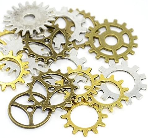 100pc Steampunk Gears, Charms, Metal Alloy, Assorted Colors, Half Pound Mega-pack