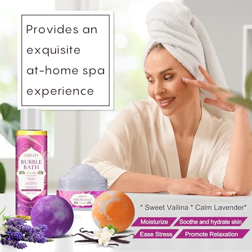 Christmas Gifts for Women,Stress Relief & Relaxing Body Wash Bath Set,Vanilla Home Spa Basket Gifts Set for Woman Mom Wife Her Sister,Unique Self Care Womens Gift ,Birthday Secret Santa Gifts Women