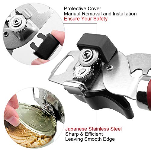 Can Opener, Magnet Lift Can Opener Manual Smooth Edge, Efficient | Safe Blade Cover 4-in-1 Stainless Steel Can Openers for Beer/Paint/Tin/Bottle - Nonslip Ergonomic Handle for Seniors with Arthritis - Thumbnail 3