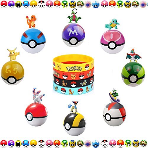 9 Different Pieces Style Ball + 9 Pokemon Figures + 12 Pokemon Bracelet. Best Birthday Present or Gift!