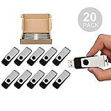 TOPESEL 20PCS 32GB Bulk USB 2.0 Flash Drive Swivel Memory Stick Thumb Drives Pen Drive (32G, 20 Pack, Black)