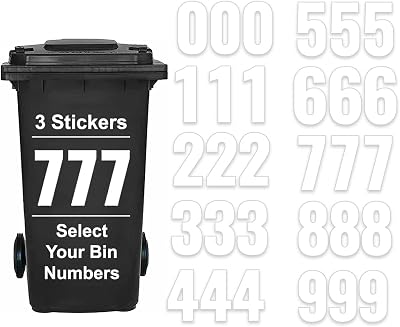 Sara Prints Pack of 3 White Bin Numbers 7 17 cm Self-Adhesive Waterproof