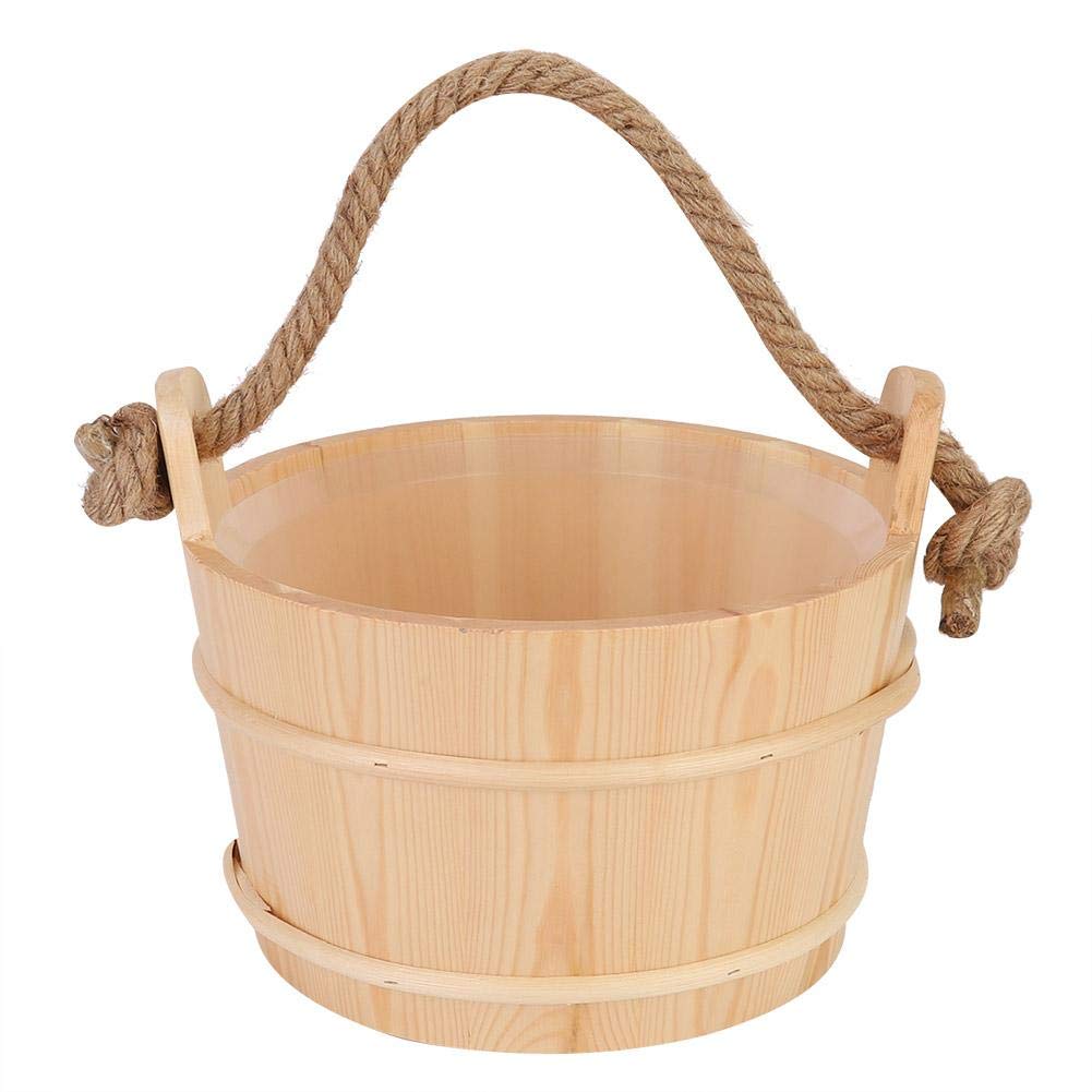 Wifehelper 6L Sauna Bucket Barrel Wooden Sauna Accessories for Spa Shower Supplies Bathroom Natural Wooden Material