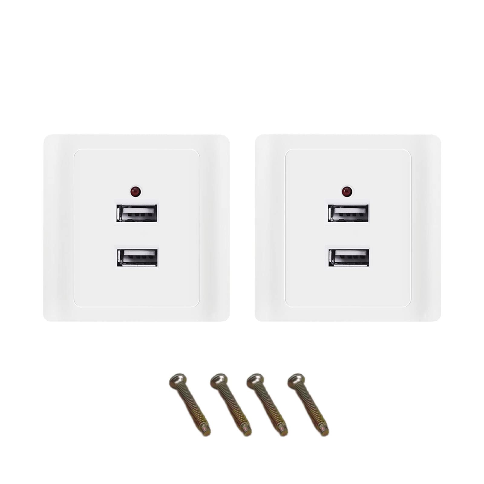 2 Pcs USB Socket Plate USB Wall Outlets Charger Plug Multi Outlets Charger Adapter Fast Charger Plug for Home and Office 86 x 86 mm