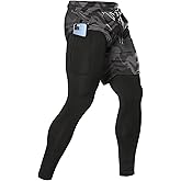 Aolesy Men's 2 in 1 Running Pants, Gym Workout Compression Pants for Men Training Athletic