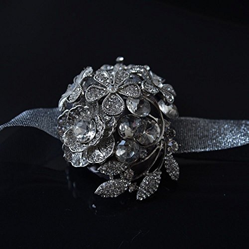 S_SSOY Bridesmaid Crystal Rhinestone Wrist Corsage Wristband Girl Bridal Bride Wrist Flower Corsage Flowers for Wedding Prom Homecoming Party Decor Pack of 1