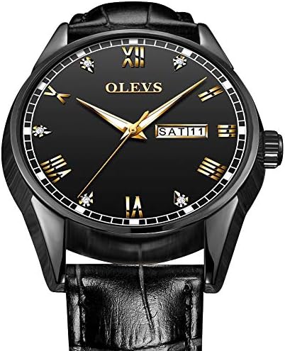 Watch for Men,Men's Fashion Casual Watch,Luminous Watch Men,Business Watch,Waterproof Watch,Luxury Watch,Men's Watch Brown/Black Leather,Date Day Watch for Men,Olevs Watch,Quartz Watch,Classic Watch