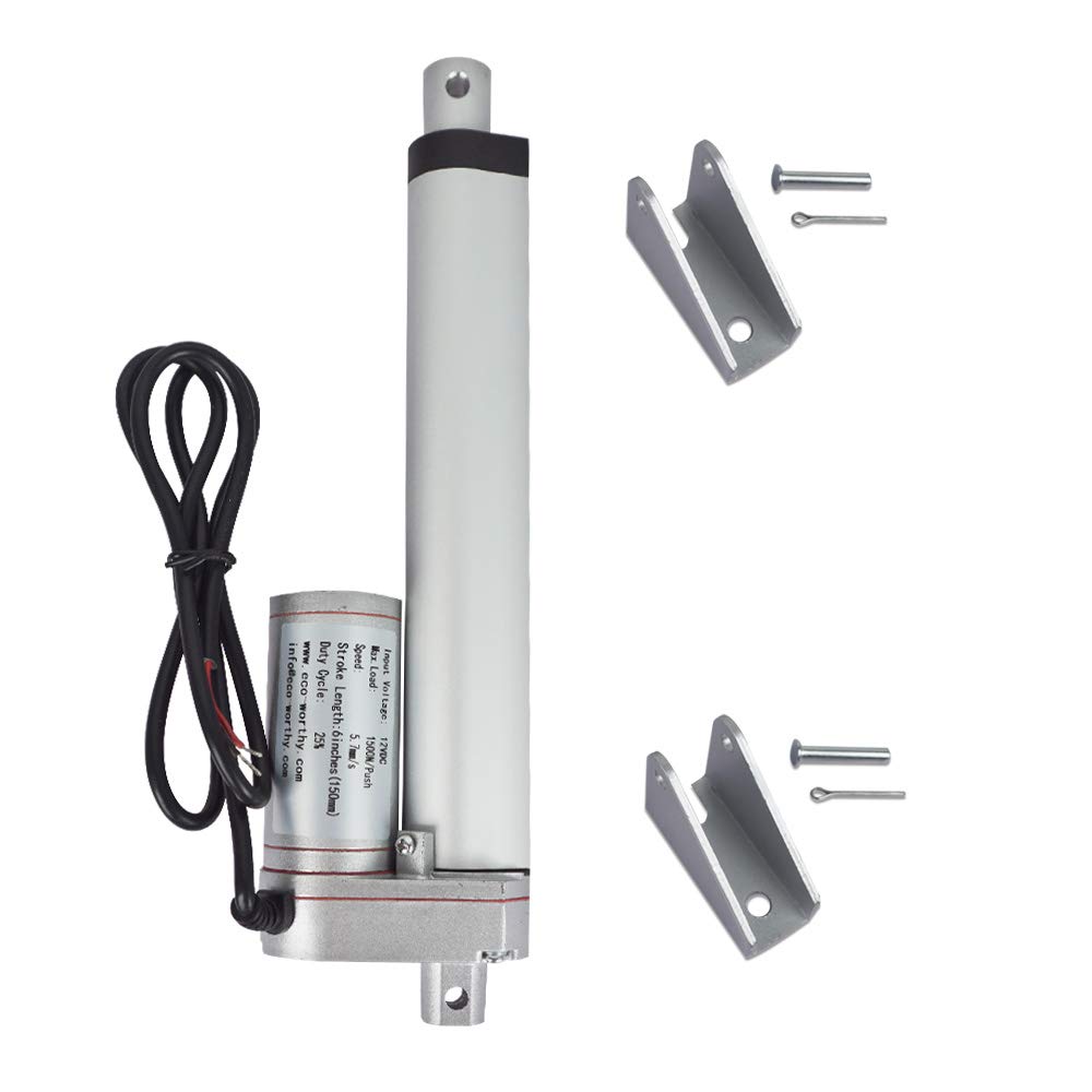 ECO-WORTHY 12V 6 Inch Stroke Linear Actuator 330lbs Maximum Lift with Mounting Brackets (12VDC 6'')