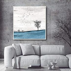 Framed Canvas Home Artwork Decoration A Lonely Tree Canvas Wall Art for Living Room, Bedroom - 16x16 inches