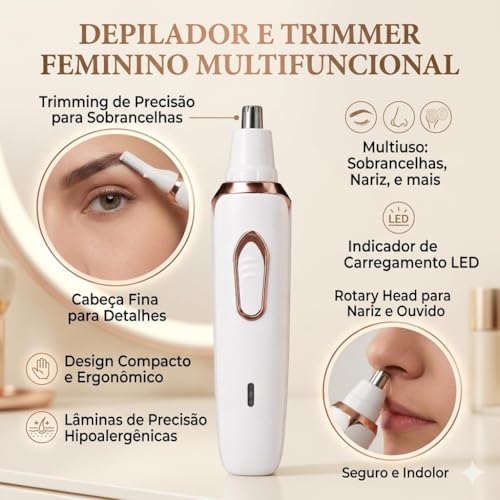Depilador Feminino Elétrico 4 em 1 Recarregável USB Removedor de pelos Corporal e Facial Aparador Portátil bivolt Sem Fio com 4 Cabeças Multifuncional