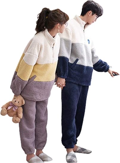 Amazon Co Jp ジュタオピン ペア パジャマ カップル 冬 メンズ オールインワン レディース ルームウェア モコモコ 長袖 部屋着 おそろい 寝巻き 大きいサイズ M L Ll 3l 4l 紫 黄色 紺 グレー 服 ファッション小物
