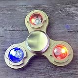 STRESS SPINNER LED Tri Fidget Finger Gyro Stress Reducer EDC ADHD Focus Toys High Speed for Killing Time(Gold)
