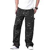 Baggy Cargo Camo Jeans for Men Wide Leg Casual Army Denim Pants with Pockets Y2K Streetwear 90s Loose Fit Barrel Jeans