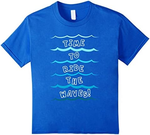 Kids Beach Waves T-Shirt. Boys / Girls Ride the Waves Tee 10 Royal Blue