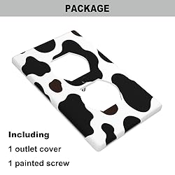 Pznen Cow Print Duplex Wall Plate Cute Cow White