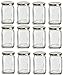 Nakpunar Victorian Square Glass Jars with Plastisol Lined Lids (12 fl oz, Gold)