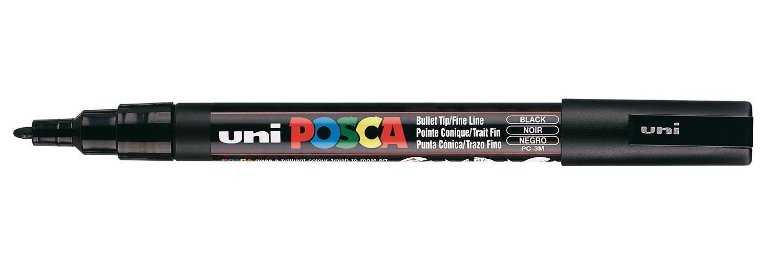 uni-ball Posca PC3M Marker Fine Tip Line Width 0.9-1.3 mm Ref 9002000 - Black, Pack 12
